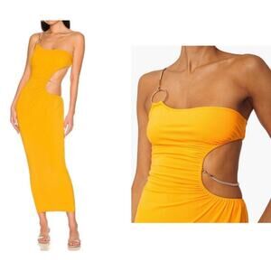 WeWoreWhat | Dresses | Nwt Tan Halter Ruffle Maxi Dress With Slits Size L  Weworewhat Sold Out Online | Poshmark